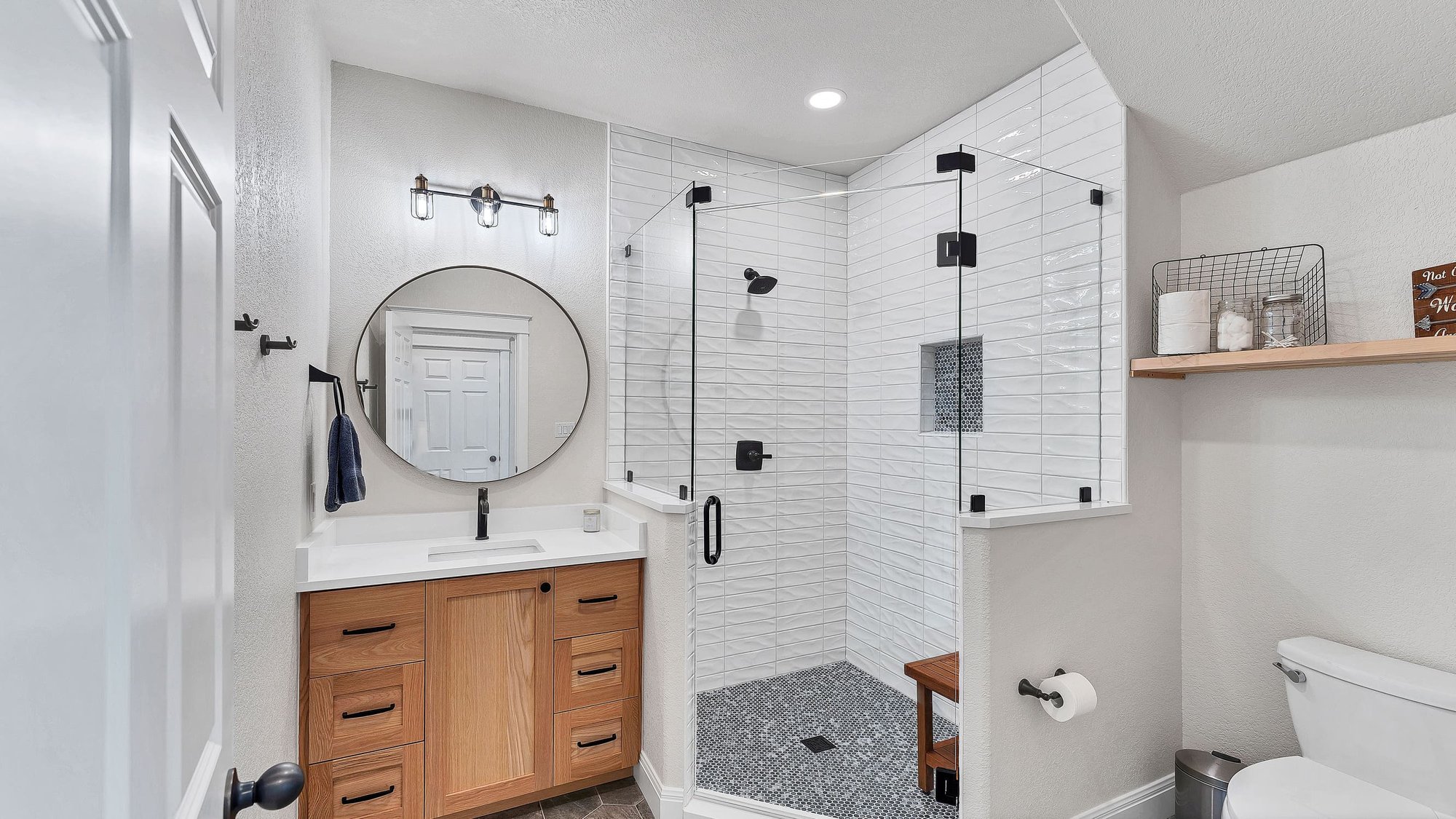 Modern Bathroom Remodel With Walk In Shower in San Antonio