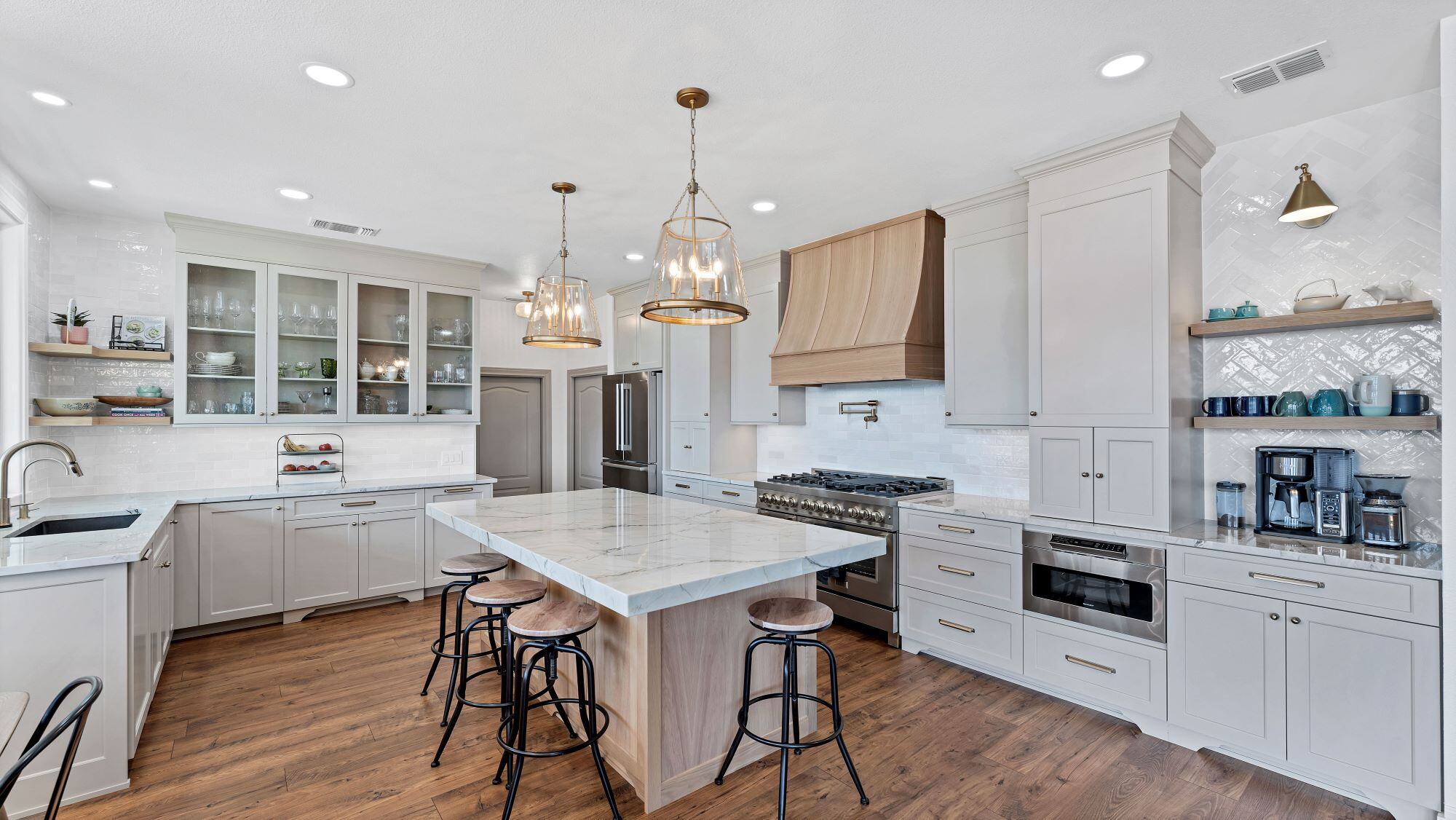 Kitchen Remodel with Built in Appliances and Custom Range Hood in San Antonio
