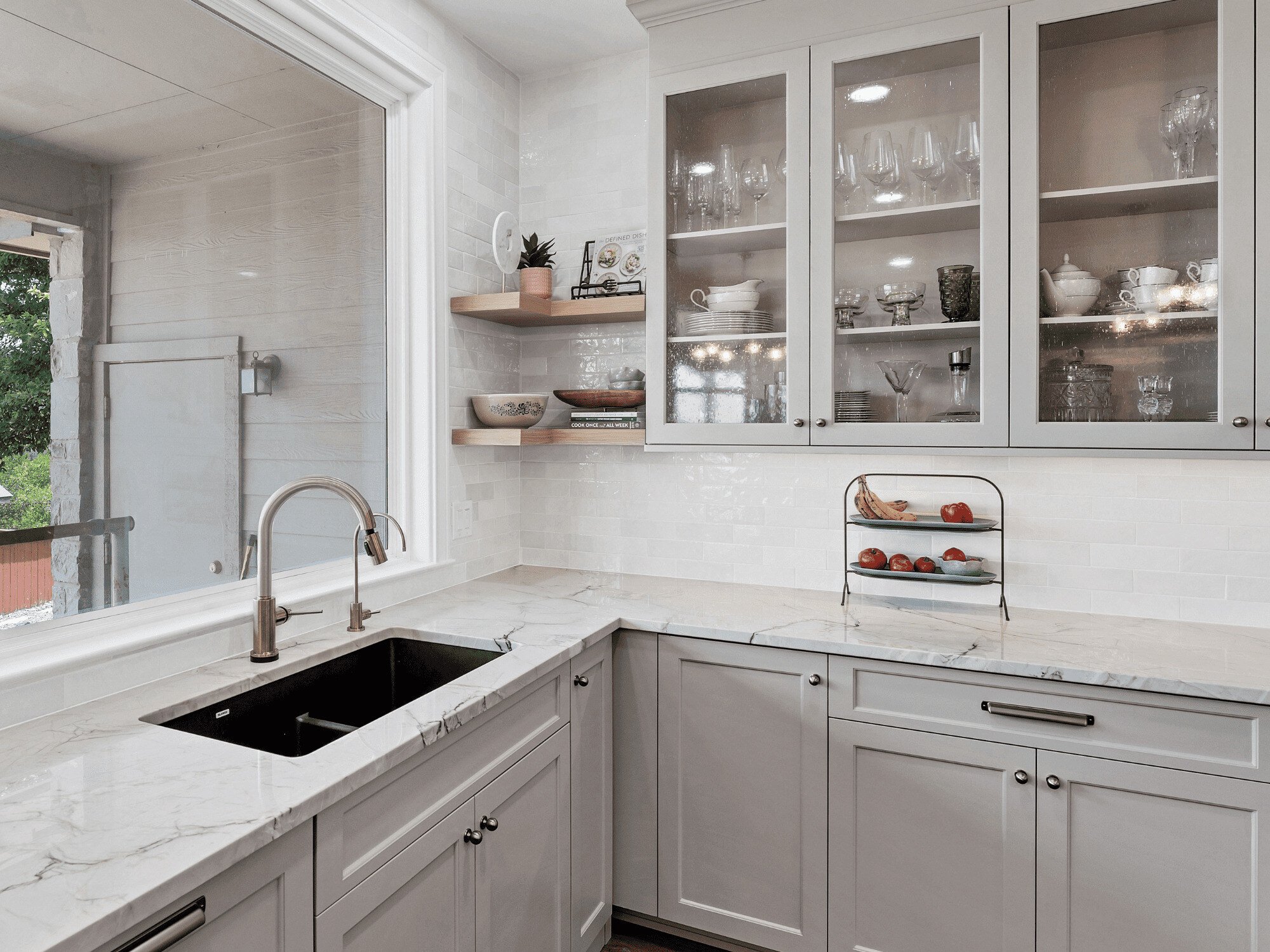 San Antonio Kitchen Renovation with Glass Upper Cabinets 