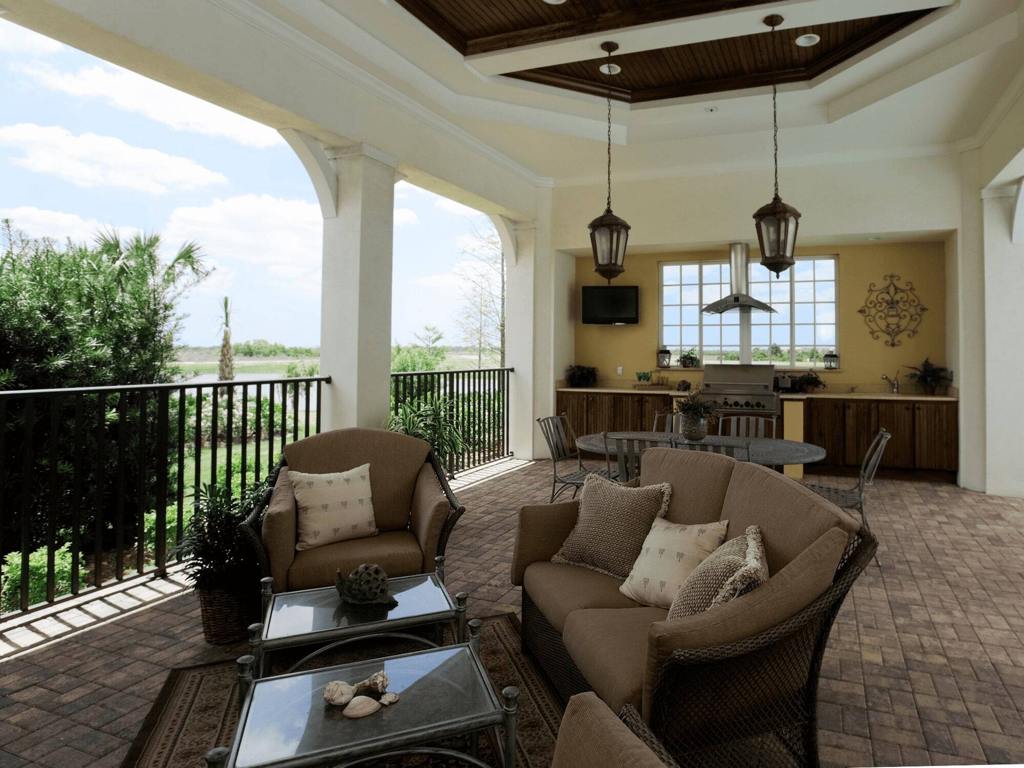 Covered Kitchen on Patio with Seating